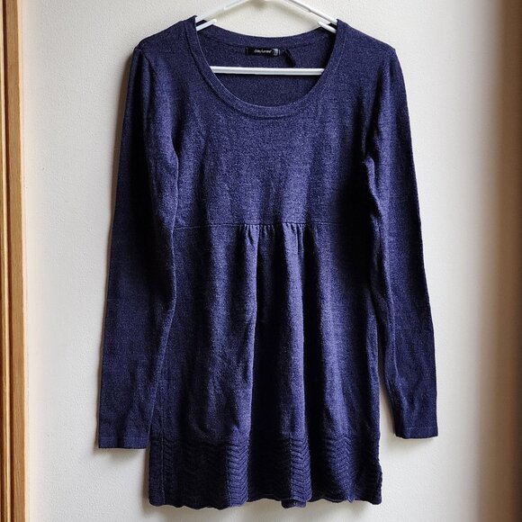 Daisy Fuentes Long Sleeve Navy Blue Scoop Neck Baby Doll Sweater Size Large - Picture 7 of 16